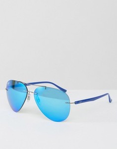 Синие солнцезащитные очки-авиаторы без оправы Ray-Ban - Синий