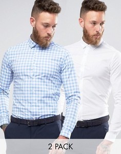 Белая рубашка и голубая рубашка в клеточку ASOS - СКИДКА 16 - Мульти