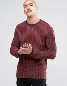 Джемпер вафельной вязки с круглым вырезом Only & Sons - Красный