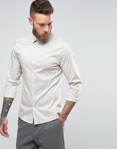 Строгая рубашка узкого кроя из эластичного поплина Hoxton Shirt Company - Stone