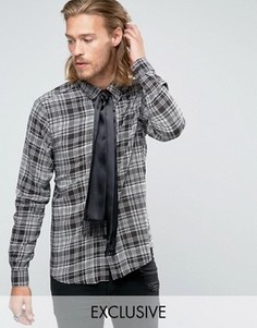 Рубашка классического кроя в клетку с галстуком Reclaimed Vintage - Черный