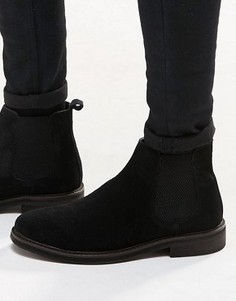 Черные замшевые ботинки челси на массивной подошве ASOS - Черный