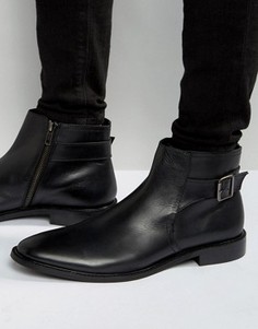 Черные кожаные ботинки челси с пряжкой Dune - Черный