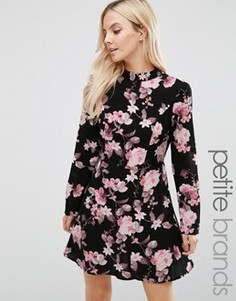 Платье с высоким воротом и принтом Miss Selfridge Petite - Мульти