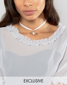 Ожерелье-чокер в виде ленты с подвеской-сердечком Reclaimed Vintage Inspired - Розовый