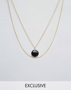 Ожерелье с двумя цепочками и черным камнем DesignB эксклюзивно для ASOS - Золотой