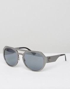 Круглые солнцезащитные очки Versace - Серебряный