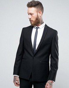 Узкий блейзер с атласной отделкой Burton Menswear - Черный