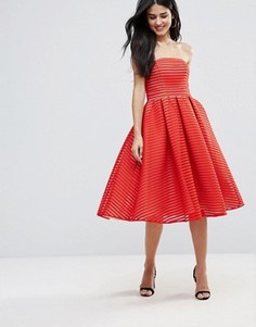Приталенное платье миди без бретелек Forever Unique - Красный