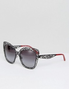 Черные солнцезащитные очки кошачий глаз с резной оправой Dolce & Gabbana - Черный