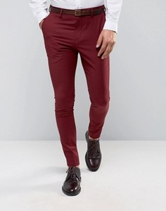 Бордовые супероблегающие брюки Selected Homme - Красный