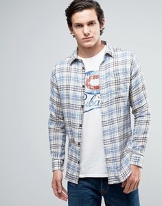 Узкая рубашка в клетку из хлопка Jack & Jones Vintage - Синий
