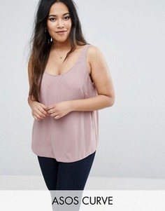 Тканая майка с овальным вырезом ASOS CURVE - Фиолетовый