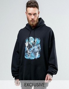 Oversize-худи с волками Reclaimed Vintage - Черный