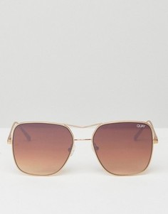 Золотистые квадратные солнцезащитные очки-авиаторы Quay Australia Stop and Stare - Золотой