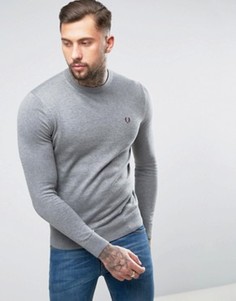 Серый хлопковый джемпер с круглым вырезом Fred Perry - Серый