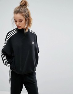 Черный свитшот с высоким воротом и тремя полосками adidas Originals - Черный