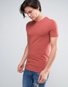 Красная обтягивающая футболка с круглым вырезом ASOS - Красный