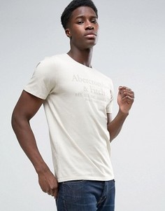 Серая обтягивающая футболка с однотонным принтом Abercrombie & Fitch - Серый