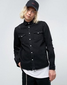 Черная джинсовая рубашка в стиле вестерн плотностью 13,5 унции ASOS - Черный