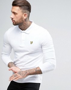 Поло классического кроя из пике с длинными рукавами и логотипом Lyle & Scott - Белый