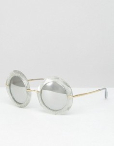Большие круглые солнцезащитные очки с блестками Dolce & Gabbana - Серебряный