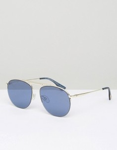 Солнцезащитные очки-авиаторы с голубыми стеклами Le Specs - Золотой