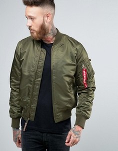 Темно-зеленый бомбер кроя слим Alpha Industries MA-1 - Зеленый