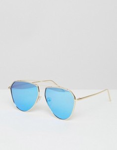 Солнцезащитные очки-авиаторы с голубыми зеркальными линзами Jeepers Peepers - Синий