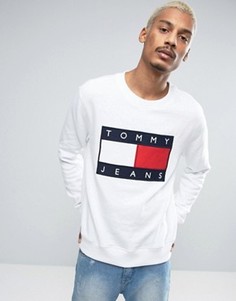 Белый свитшот в стиле 90-х с круглым вырезом и логотипом Tommy Jeans M7 - Белый