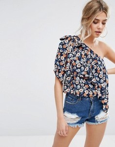 Топ на одно плечо с мелким цветочным принтом Boohoo - Мульти