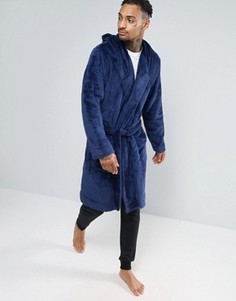 Флисовый халат с капюшоном ASOS - Синий