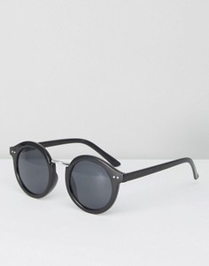 Черные круглые солнцезащитные очки Pieces - Золотой