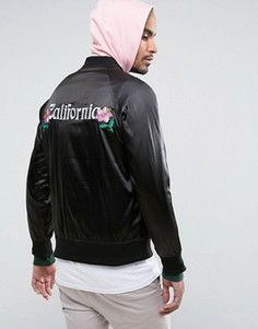 Бомбер с принтом на спине Stussy - Черный