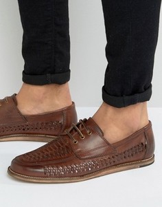 Коричневые плетеные туфли на шнуровке Silver Street - Коричневый