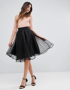 Короткая расклешенная юбка из тюля New Look - Черный