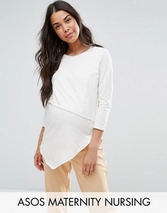 Асимметричный двуслойный топ для кормления ASOS Maternity NURSING - Белый