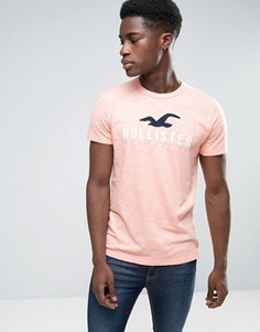 Розовая узкая футболка с логотипом-чайкой Hollister - Розовый