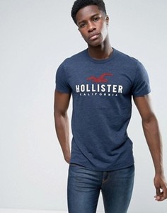 Темно-синяя узкая футболка с логотипом-чайкой Hollister - Темно-синий