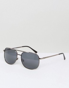 Квадратные солнцезащитные очки в оправе из темно-серого металла AJ Morgan Gunny - Серебряный