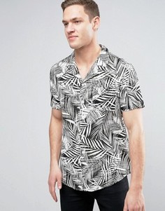 Рубашка классического кроя с принтом пальм New Look - Белый