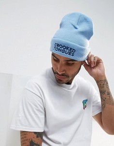 Синяя шапка-бини с вышитым логотипом Crooked Tongues - Синий