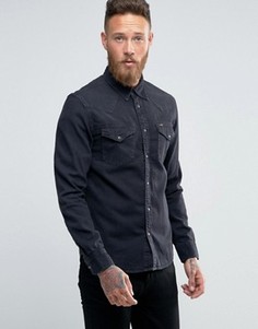 Черная джинсовая рубашка в стиле вестерн узкого кроя Lee - Черный