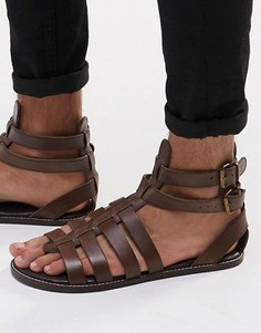 Кожаные гладиаторские сандалии ASOS - Коричневый