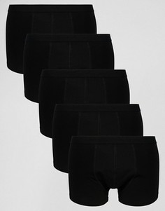 Комплект из 5 черных боксеров-брифов ASOS - СКИДКА - Черный