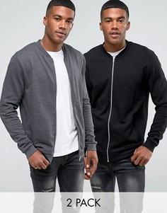 2 трикотажных бомбера (черный, серый) ASOS - СКИДКА - Мульти