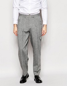 Строгие серые брюки из твида с широкими штанинами ASOS - Серый