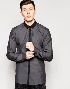 Рубашка классического кроя с контрастным воротником Minimum - Серый