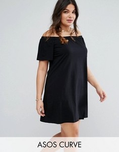 Платье мини с открытыми плечами ASOS CURVE - Черный