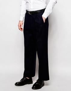 Укороченные строгие брюки с широкими штанинами из шерстяной смеси ASOS - Темно-синий